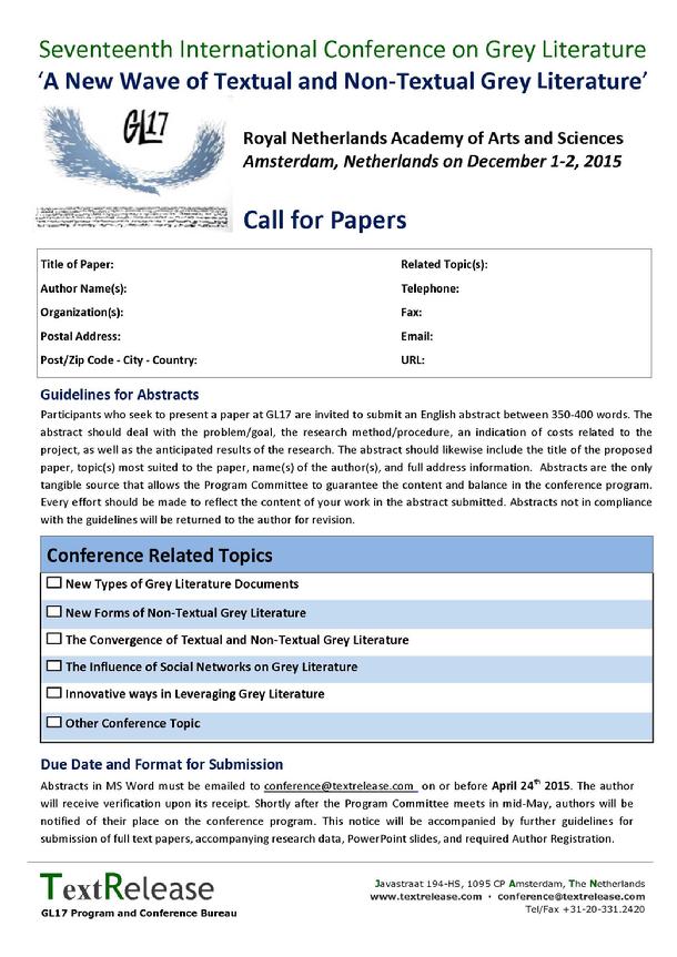 GL17 Call for Papers