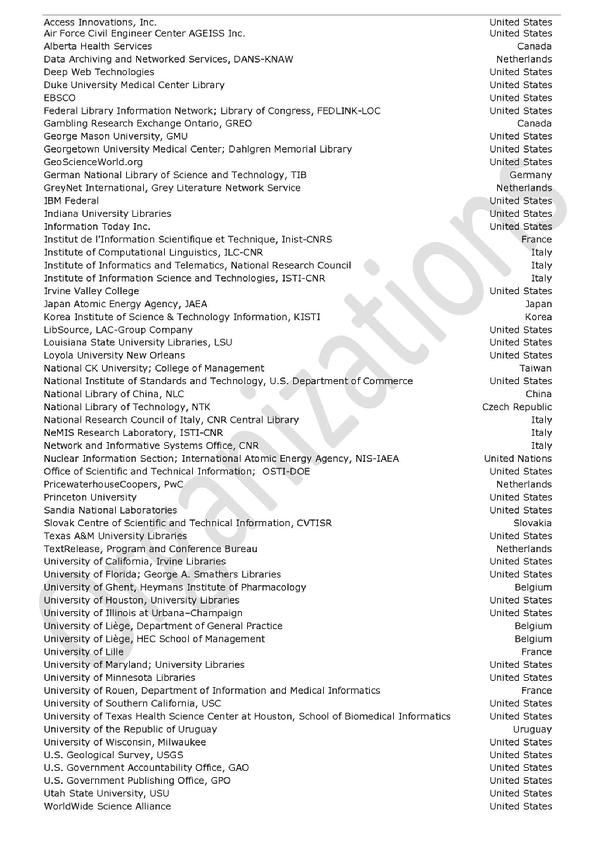 GL20 Participating Organizations